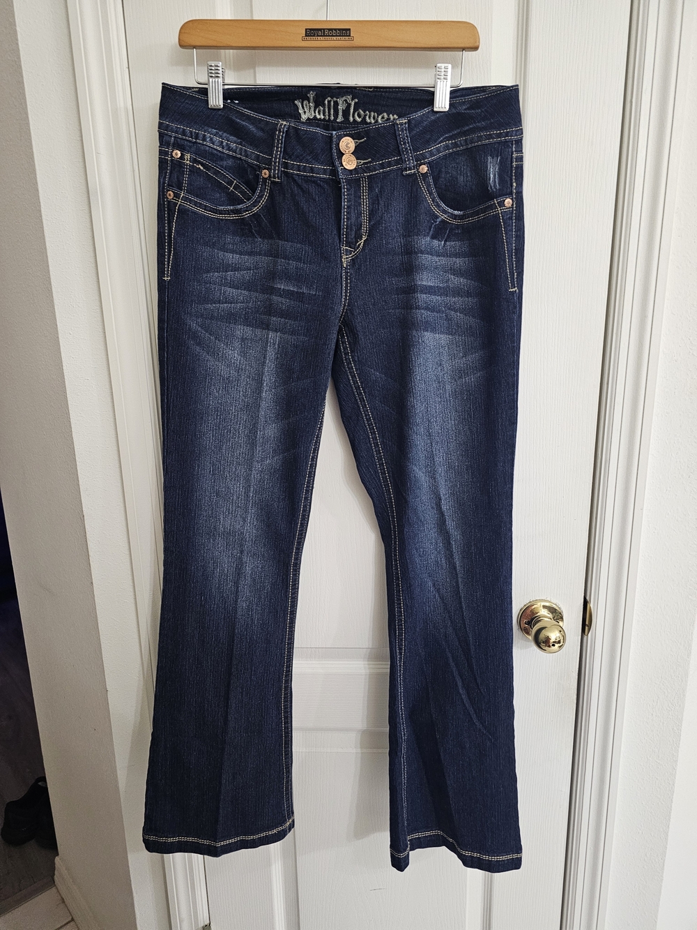 Wallflower Dark Indigo Flare Jeans with Copper Rivets